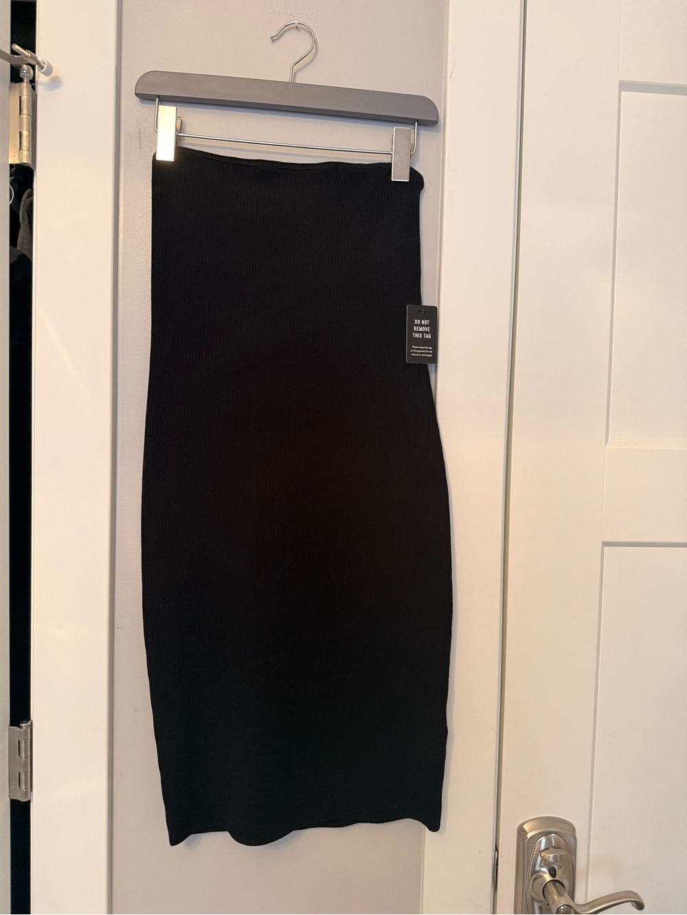 NWT Express Ribbed Black Strapless Ribbed Knit Midi Dress SMALL